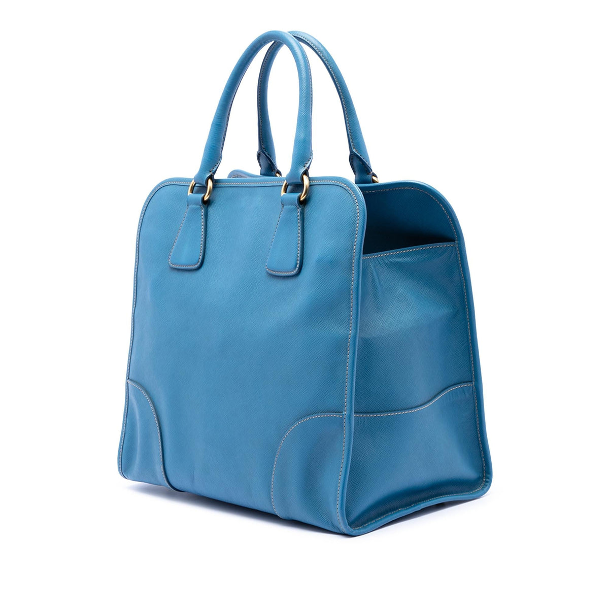 Prada Saffiano Lux Shopping Tote Bag - Blue