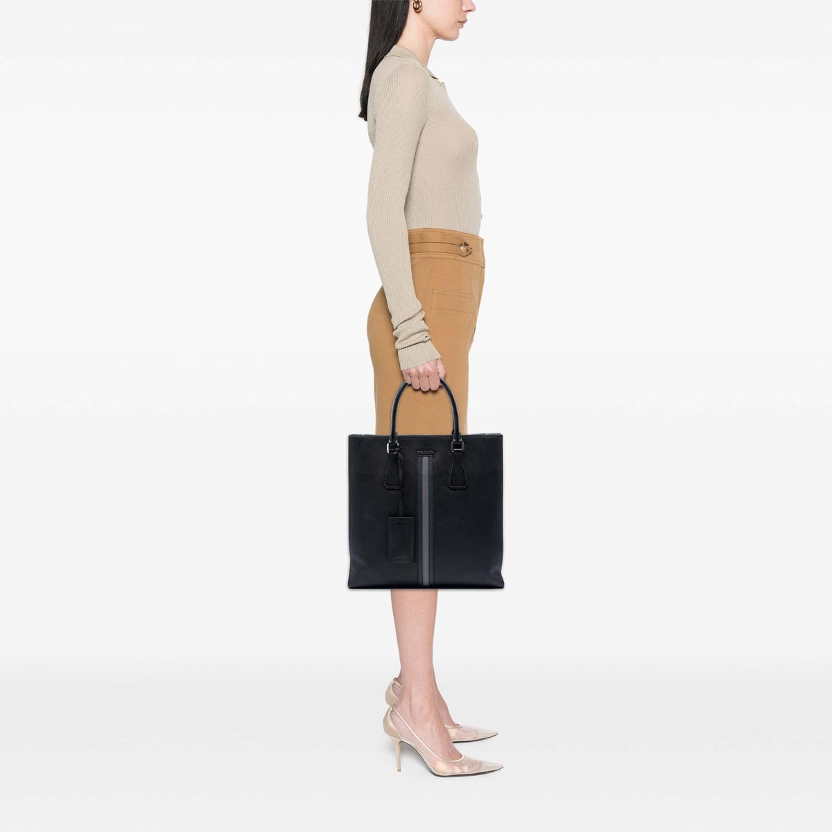 Prada Saffiano Lux Tote Bag - Black