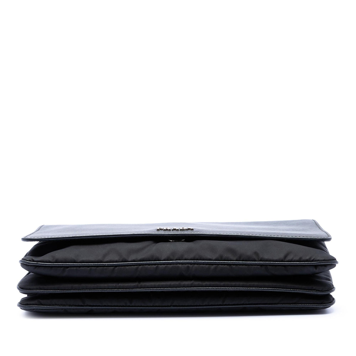 Prada Saffiano Lux and Tessuto Chain Crossbody Bag - Black