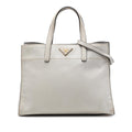 Prada Saffiano Soft Triple Pocket Tote Bag - White