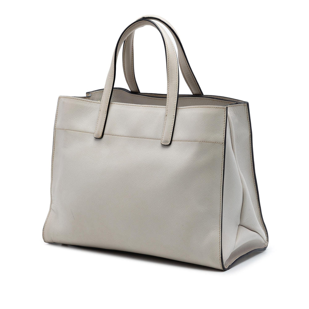 Prada Saffiano Soft Triple Pocket Tote Bag - White