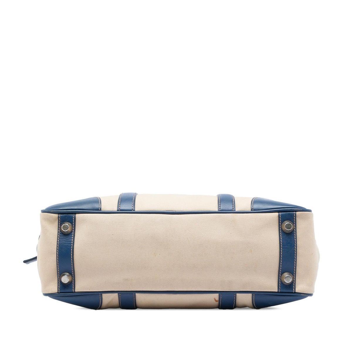 Prada Saffiano Trimmed Canvas Briefcase - Beige