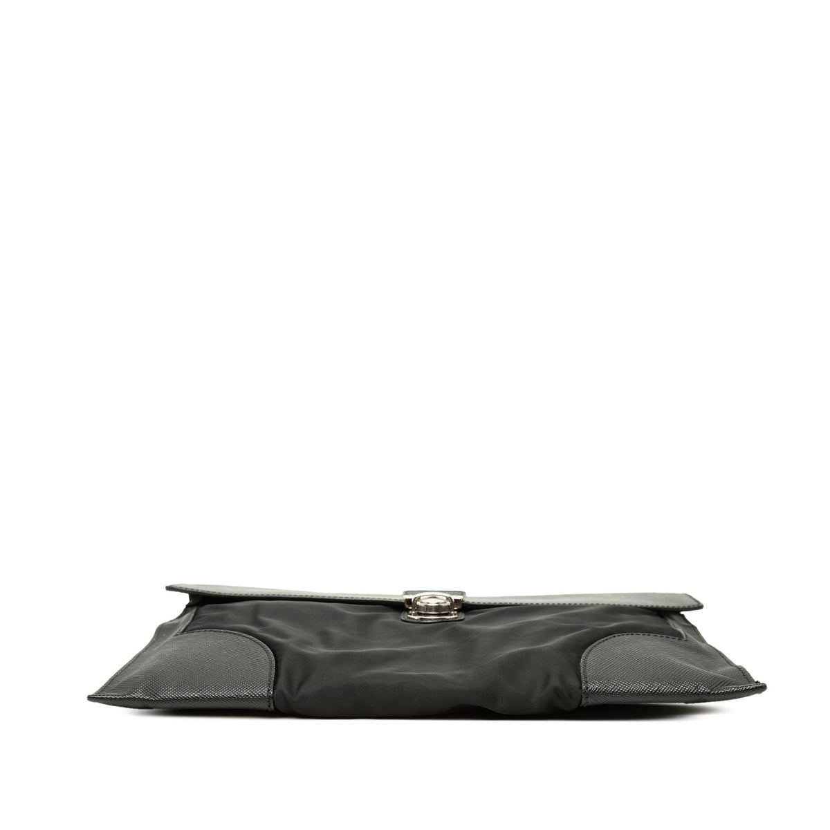 Prada Saffiano Trimmed Tessuto Clutch - Black