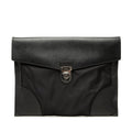 Prada Saffiano Trimmed Tessuto Clutch - Black