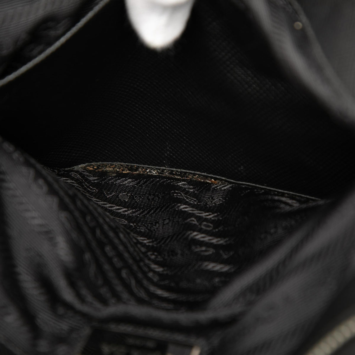 Prada Saffiano Trimmed Tessuto Clutch - Black