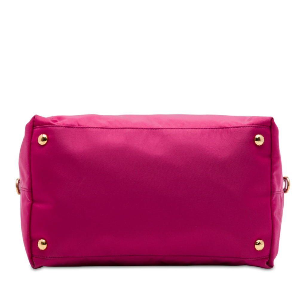 Prada Saffiano Trimmed Tessuto Satchel - Pink