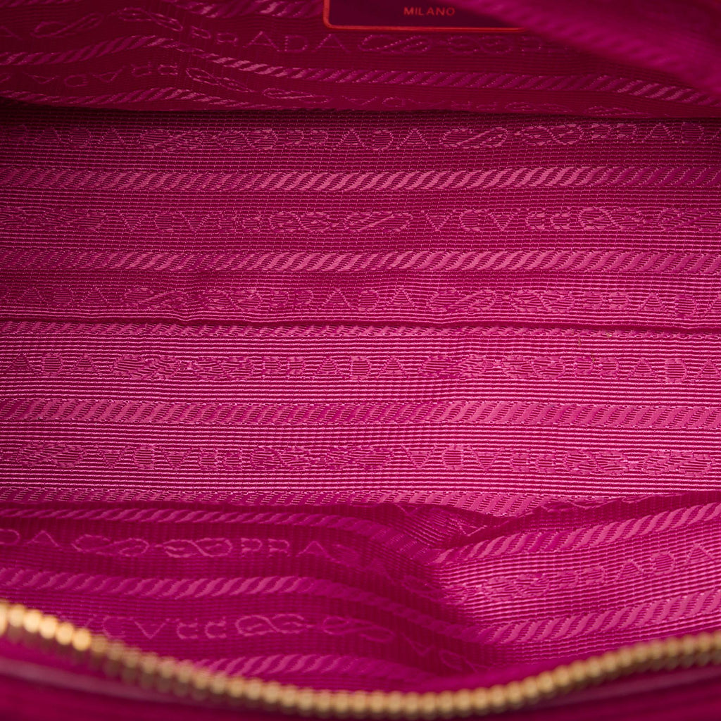 Prada Saffiano Trimmed Tessuto Satchel - Pink