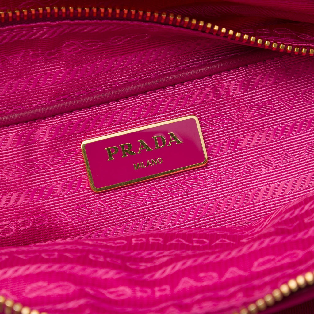 Prada Saffiano Trimmed Tessuto Satchel - Pink
