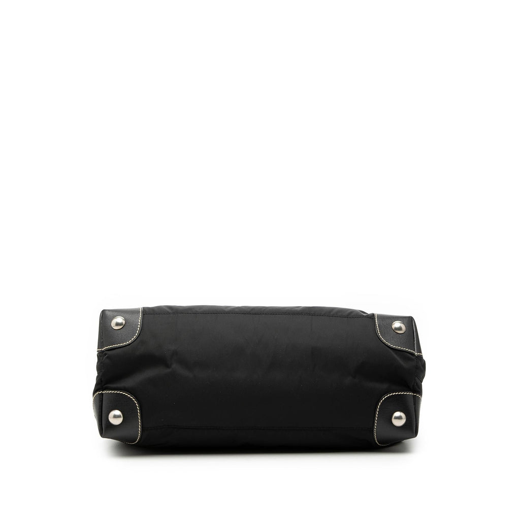 Prada Saffiano Trimmed Tessuto Shopper Tote Bag - Black