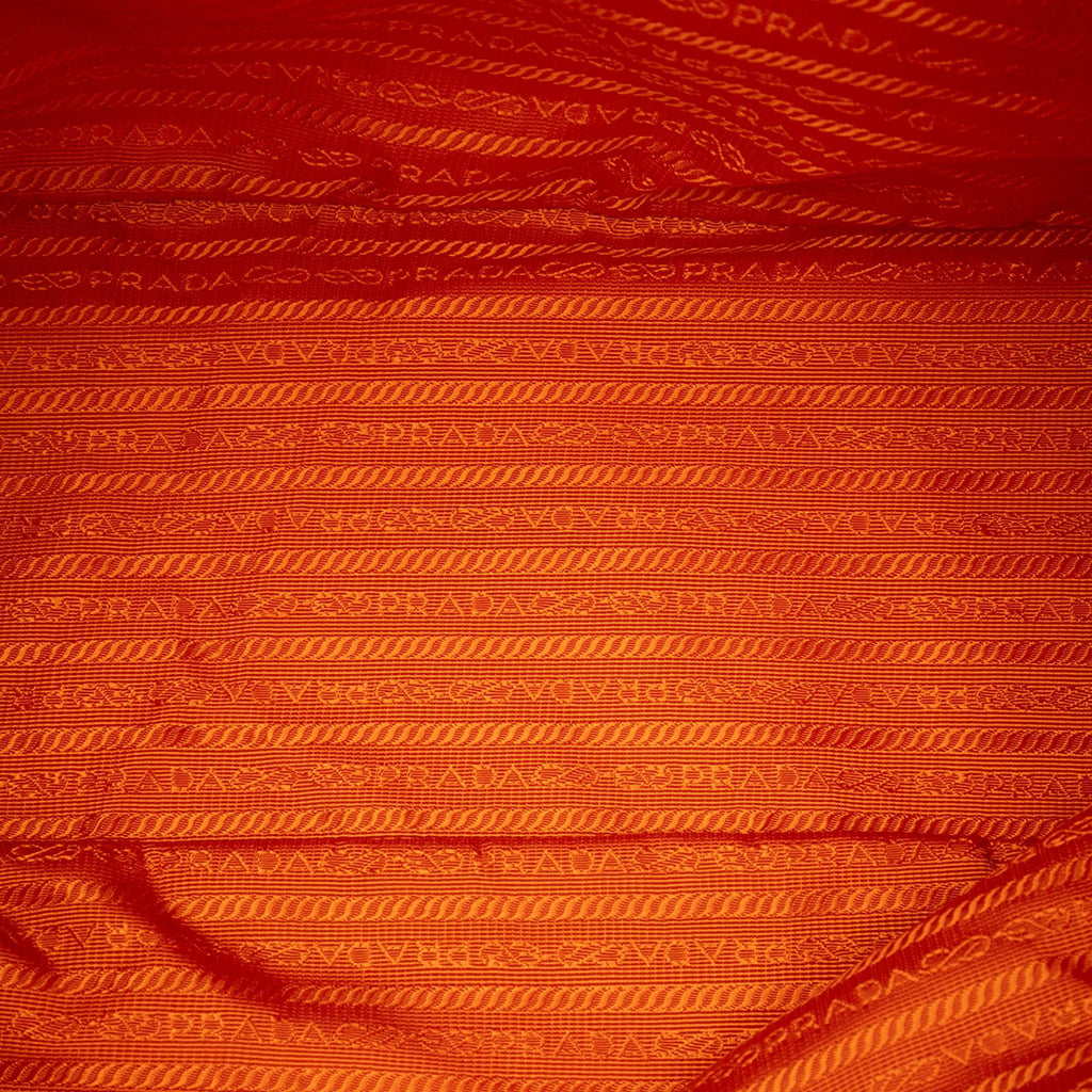 Prada Saffiano Trimmed Tessuto Tote Bag - Orange