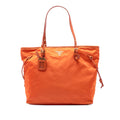 Prada Saffiano Trimmed Tessuto Tote Bag - Orange
