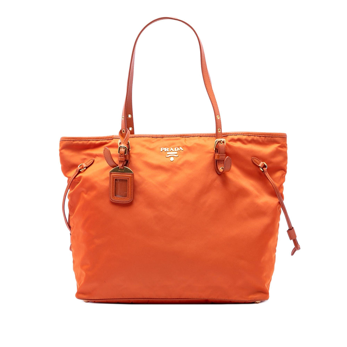 Prada Saffiano Trimmed Tessuto Tote Bag - Orange