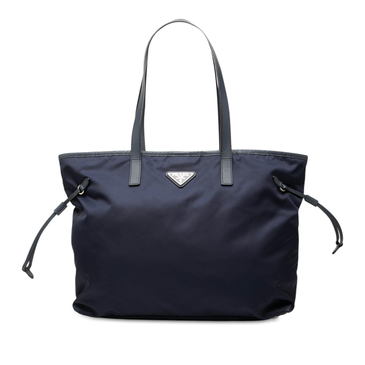 Prada Saffiano Trimmed Tessuto Tote Bag - Blue