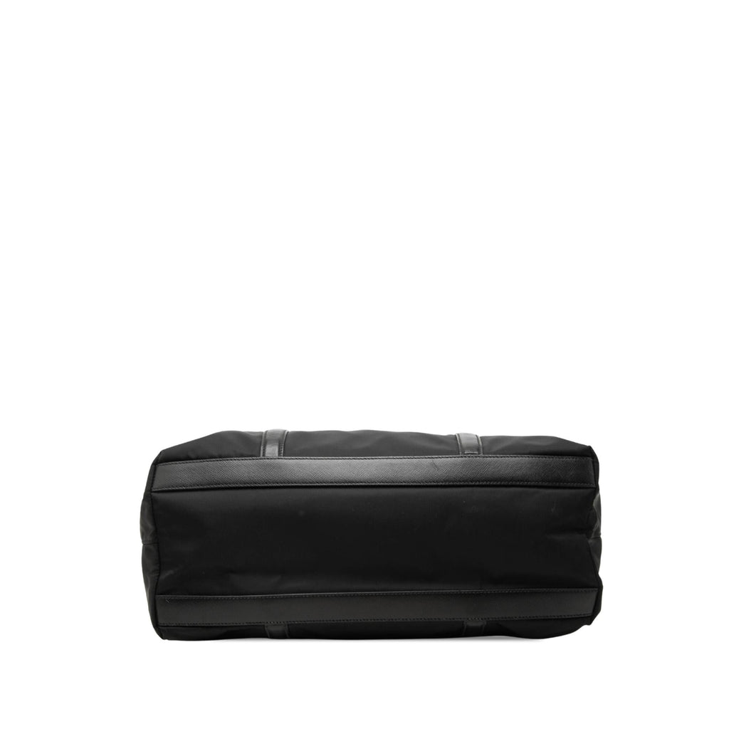 Prada Saffiano Trimmed Tessuto Tote Bag - Black