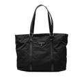 Prada Saffiano Trimmed Tessuto Tote Bag - Black