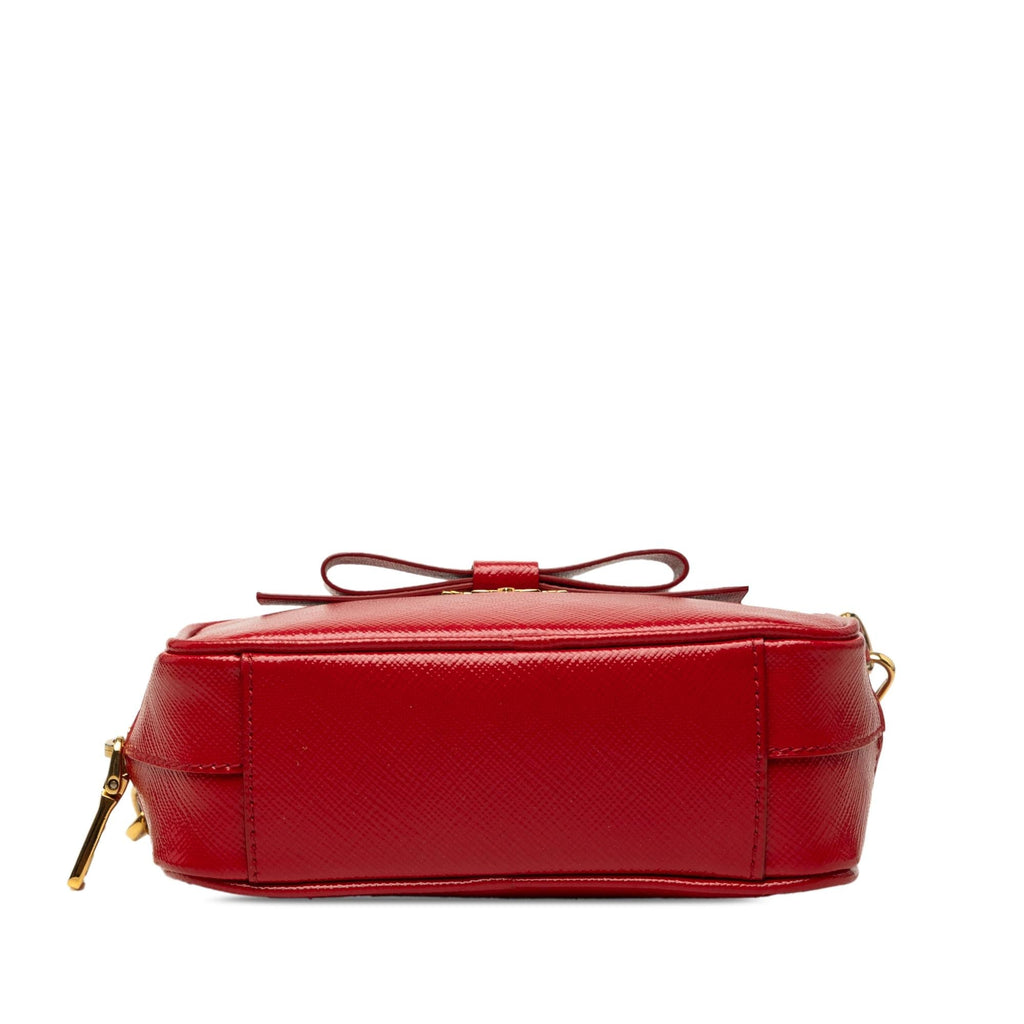 Prada Saffiano Vernice Bow Camera Bag - Red