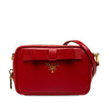 Prada Saffiano Vernice Bow Camera Bag - Red