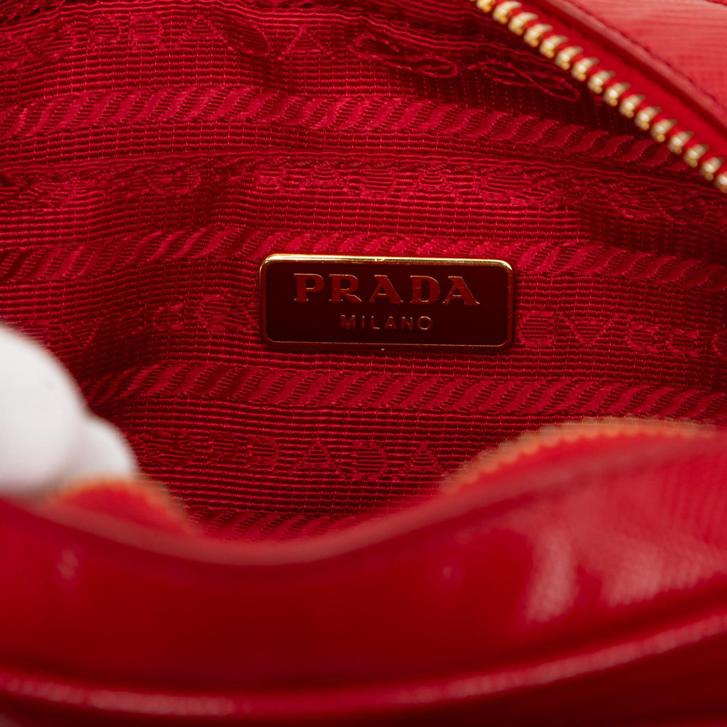 Prada Saffiano Vernice Bow Camera Bag - Red