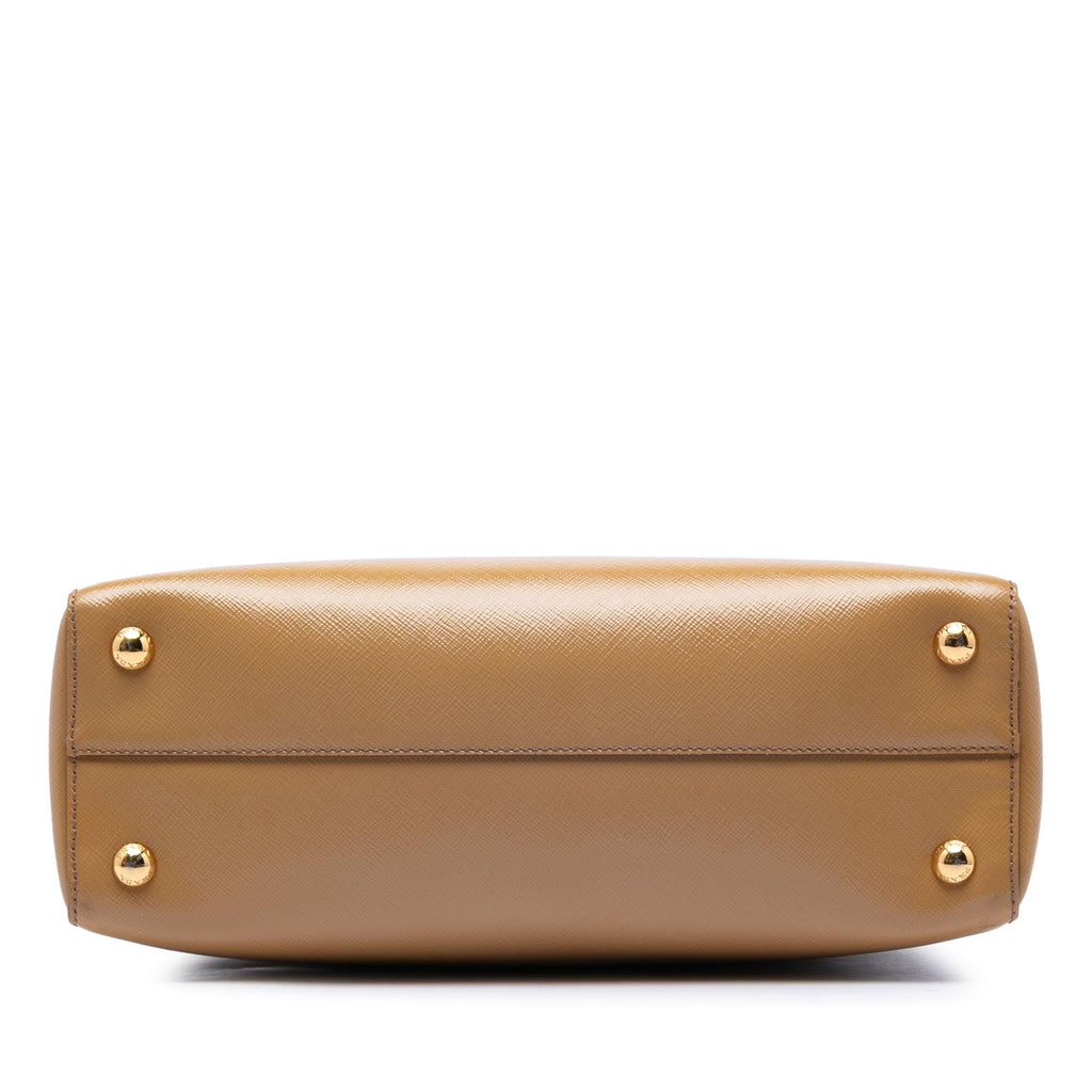 Prada Saffiano Vernice Parabole Satchel - Brown