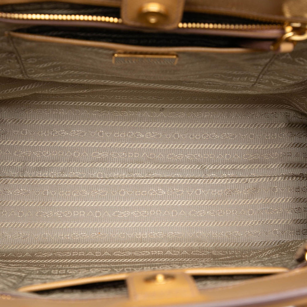Prada Saffiano Vernice Parabole Satchel - Brown