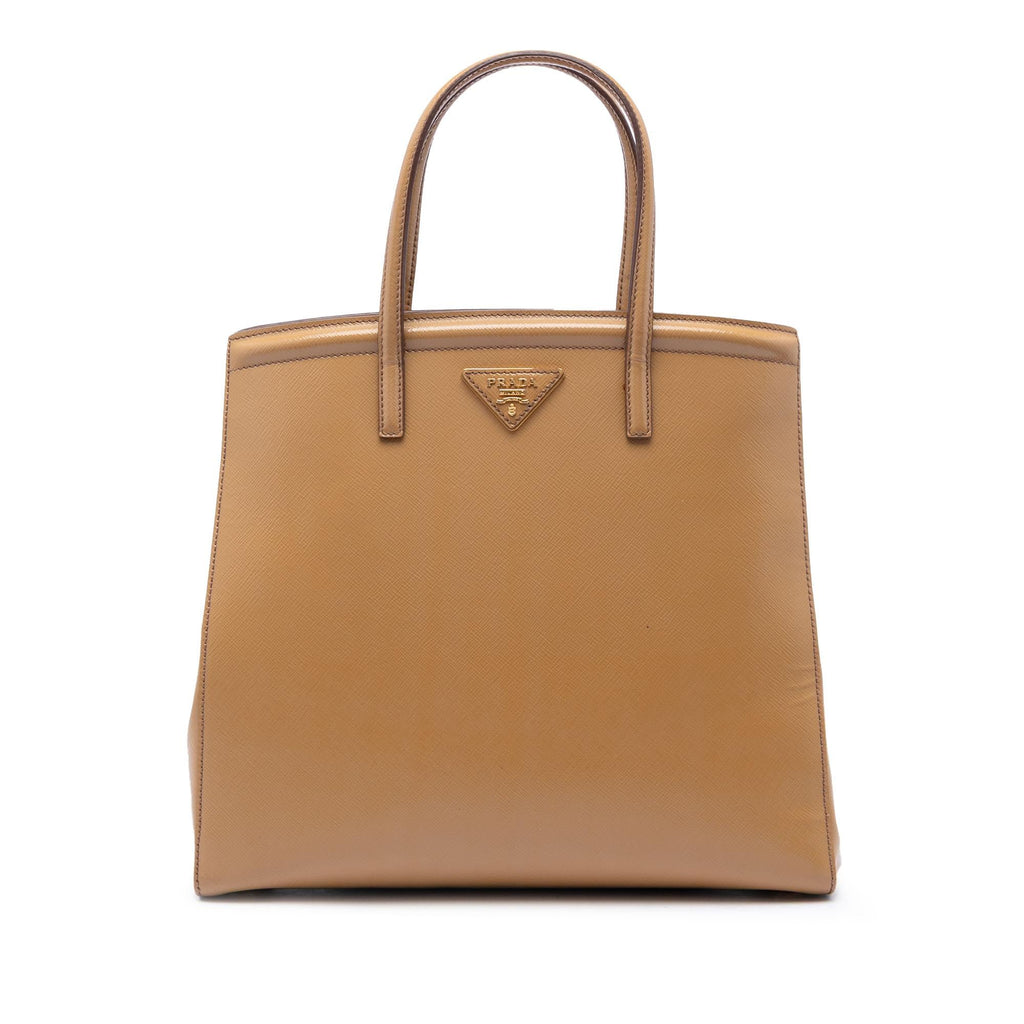 Prada Saffiano Vernice Parabole Satchel - Brown