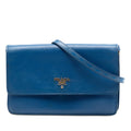 Prada Saffiano Wallet on Strap - Blue