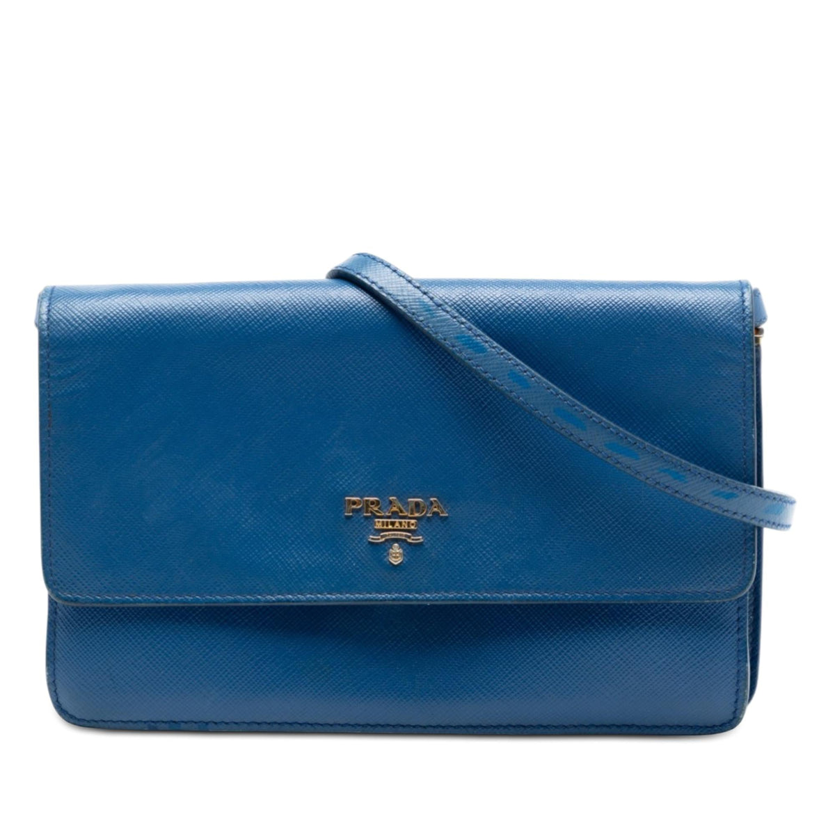 Prada Saffiano Wallet on Strap - Blue