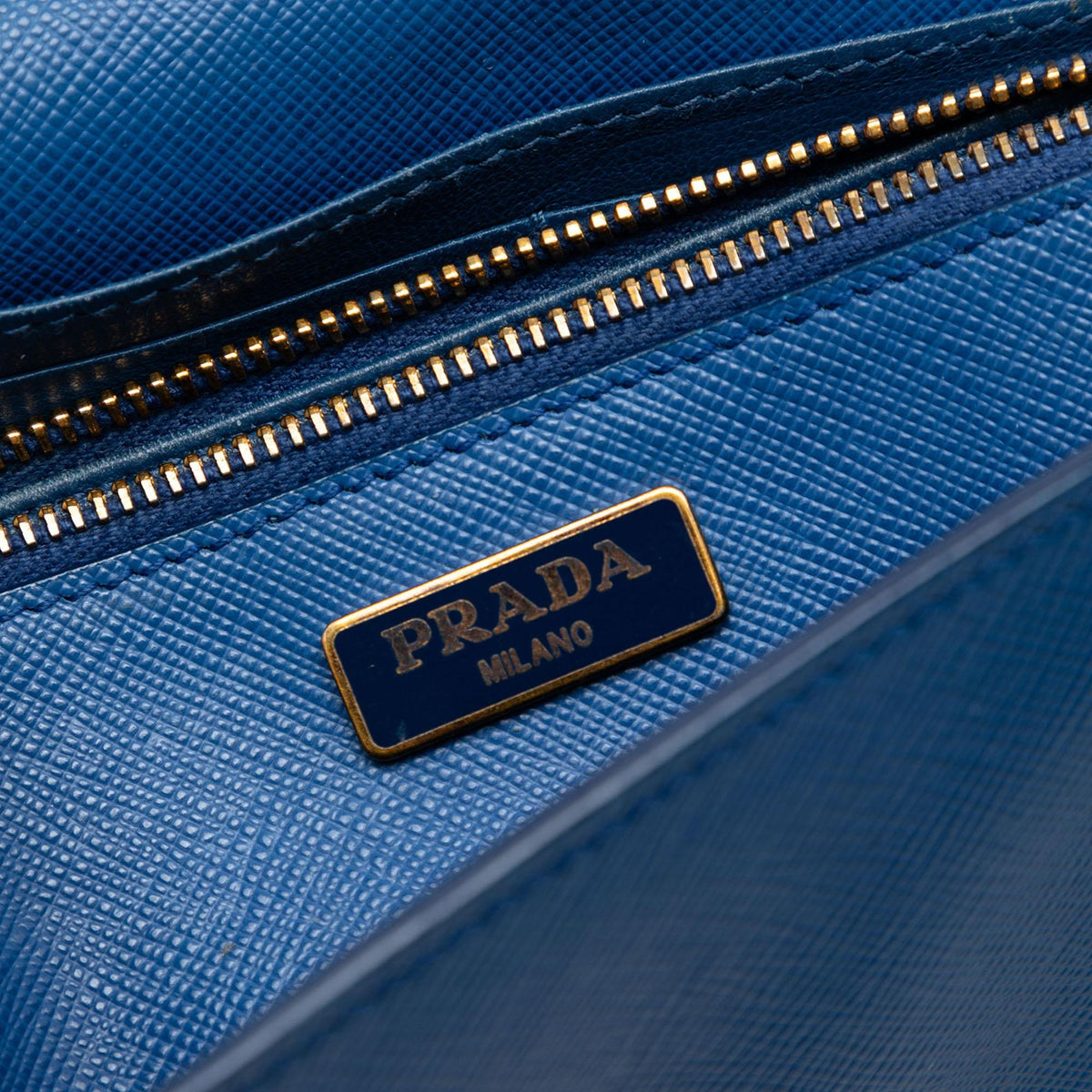 Prada Saffiano Wallet on Strap - Blue
