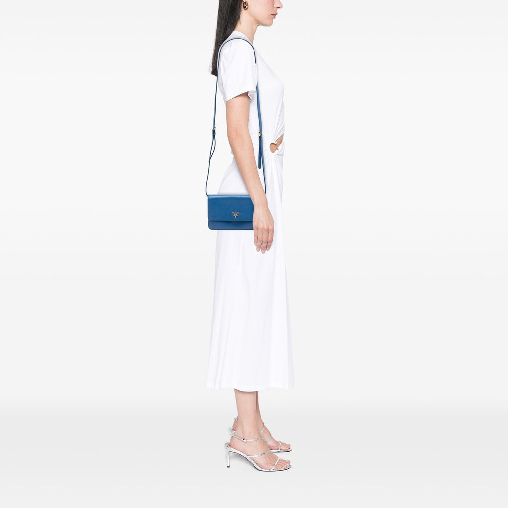 Prada Saffiano Wallet on Strap - Blue