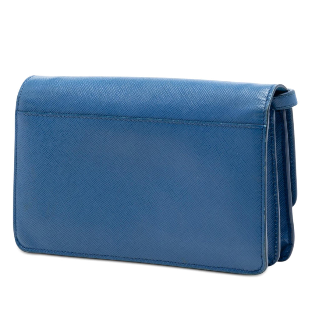 Prada Saffiano Wallet on Strap - Blue