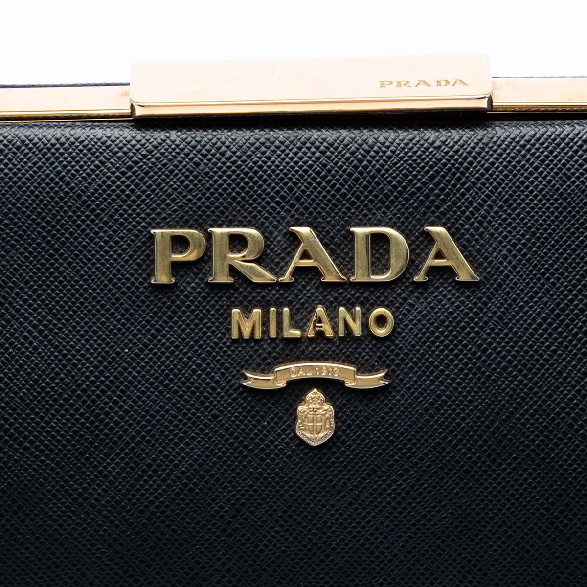 Prada Saffiano and City Calf Light Frame Crossbody Bag - Black