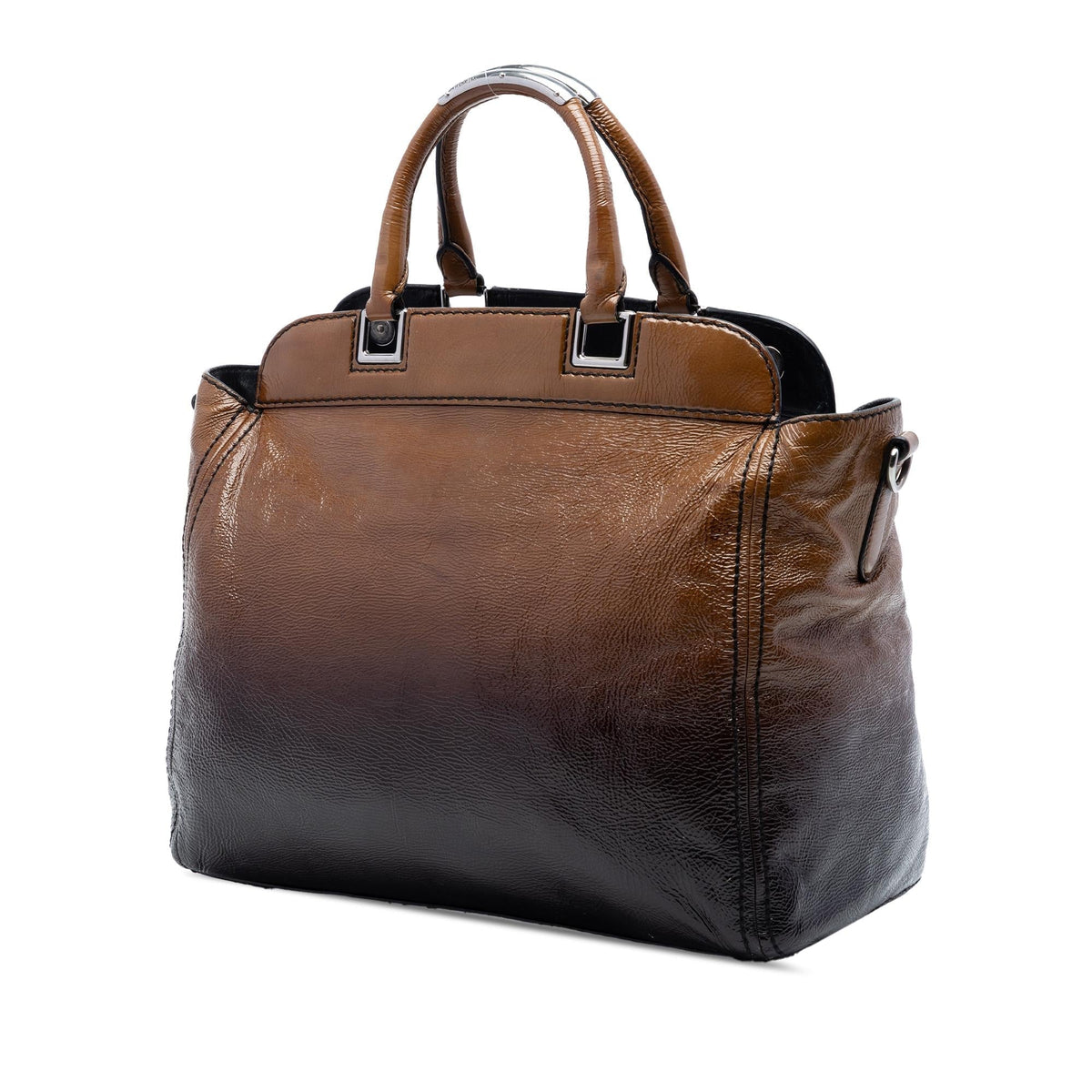 Prada Sfumato Vernice Naplak Frame Satchel - Brown