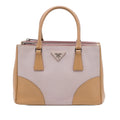 Prada Small Bicolor Saffiano Galleria Double Zip Satchel - Beige/Pink