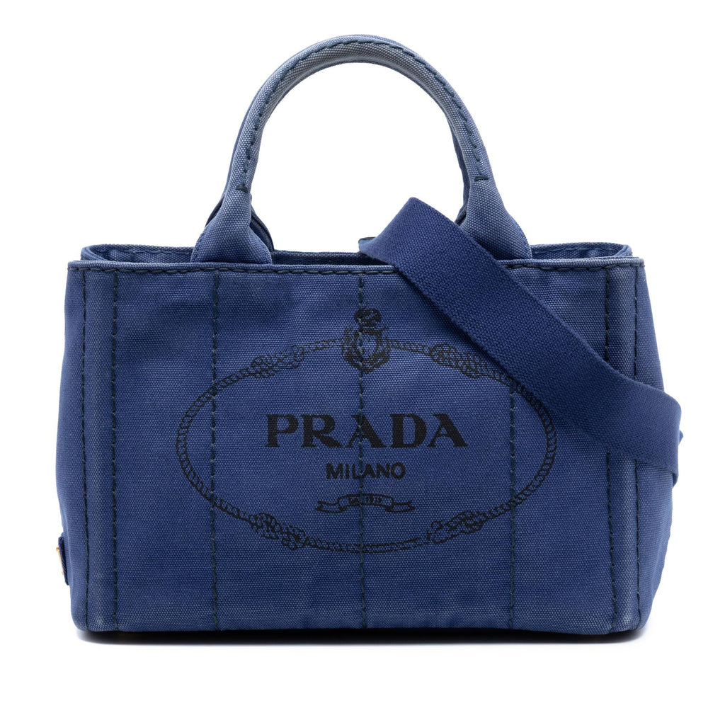 Prada Small Canvas Canapa Logo Satchel - Blue