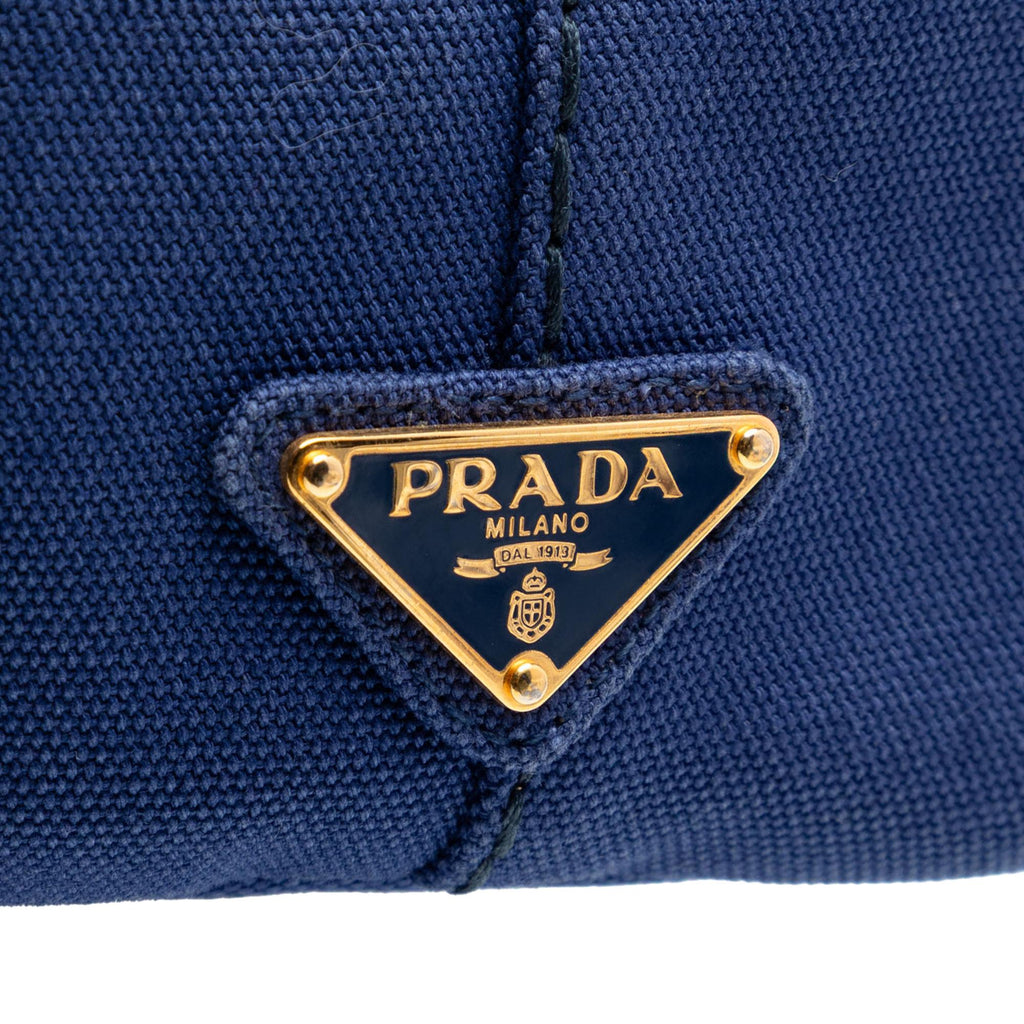 Prada Small Canvas Canapa Logo Satchel - Blue