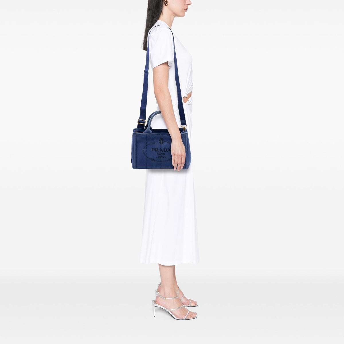 Prada Small Canvas Canapa Logo Satchel - Blue