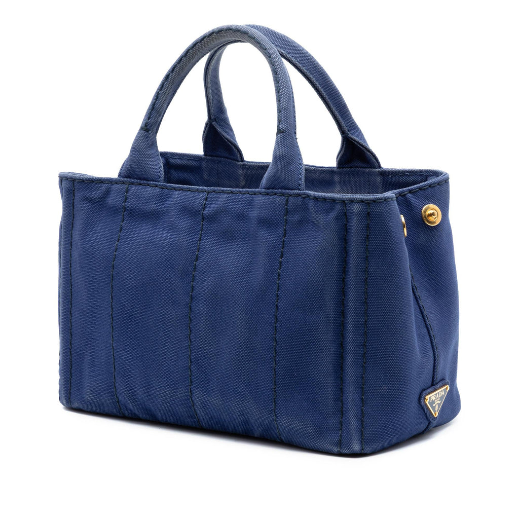 Prada Small Canvas Canapa Logo Satchel - Blue