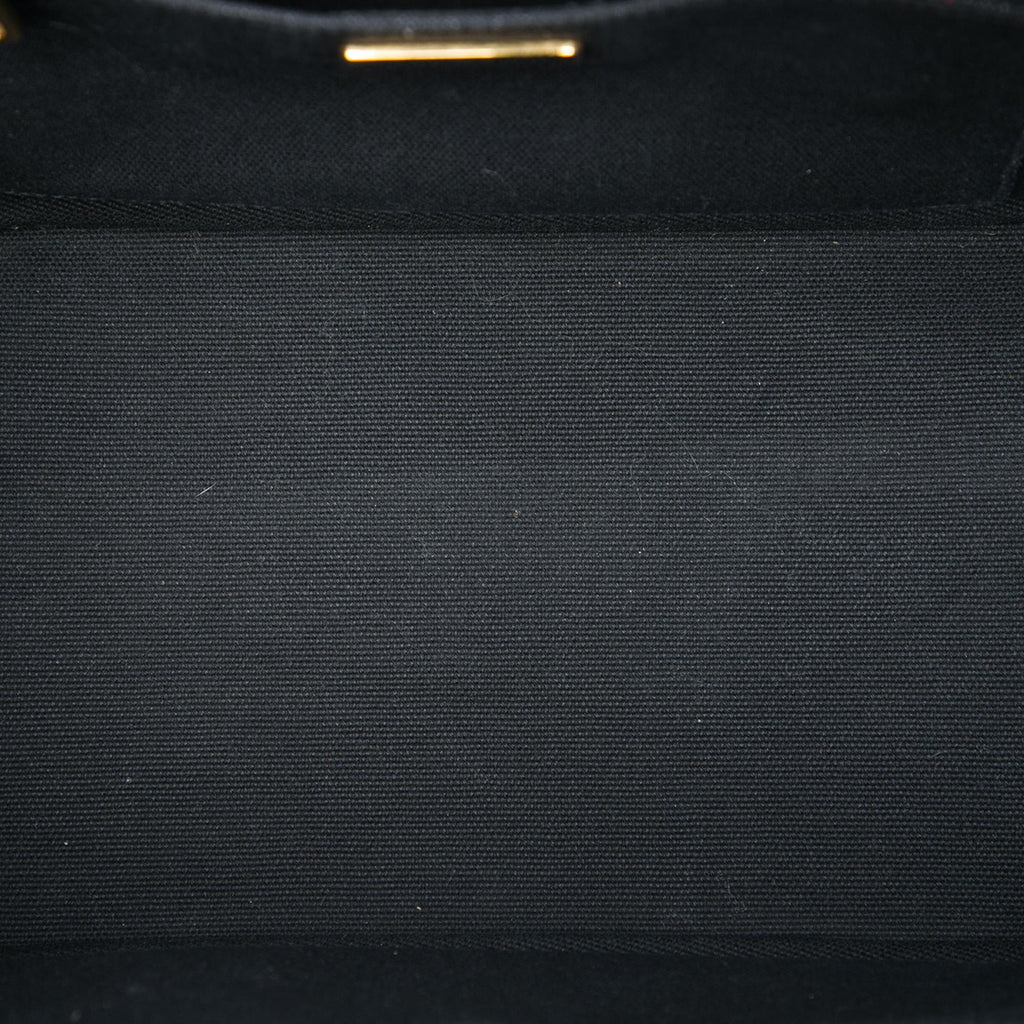Prada Small Canvas Canapa Logo Stripes Satchel - Black
