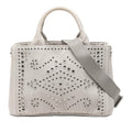 Prada Small Denim Canapa Bijoux and Grommet Satchel - Grey