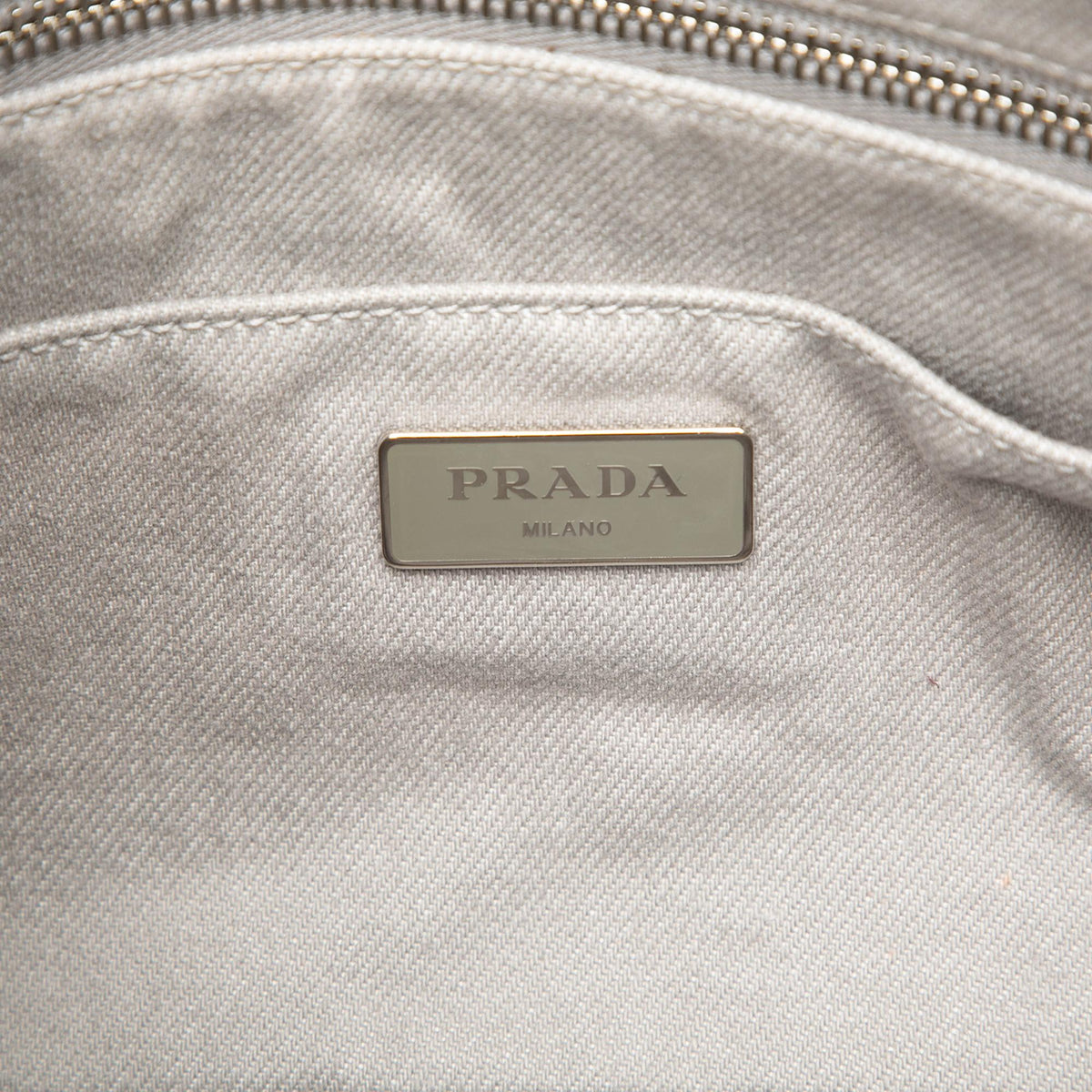 Prada Small Denim Canapa Bijoux and Grommet Satchel - Grey