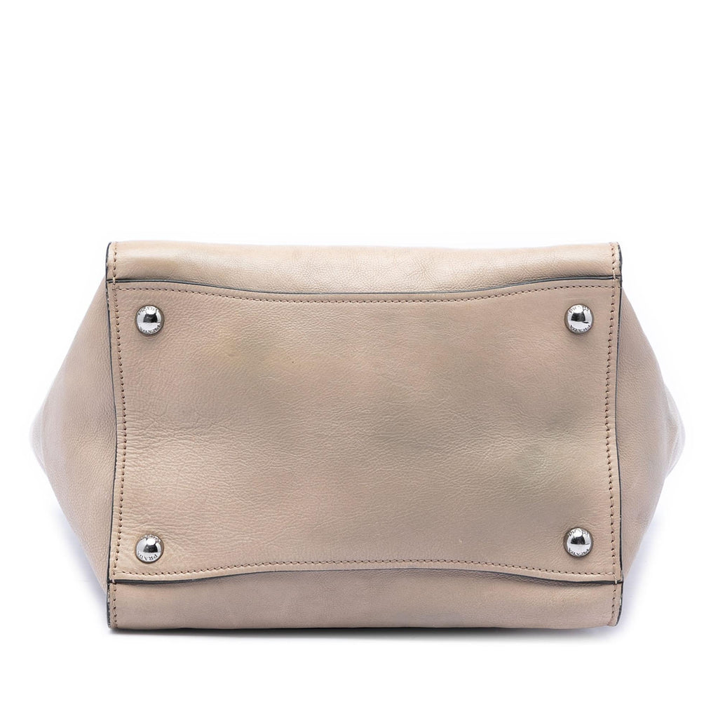 Prada Small Glace Calf Twin Pocket Satchel - Beige