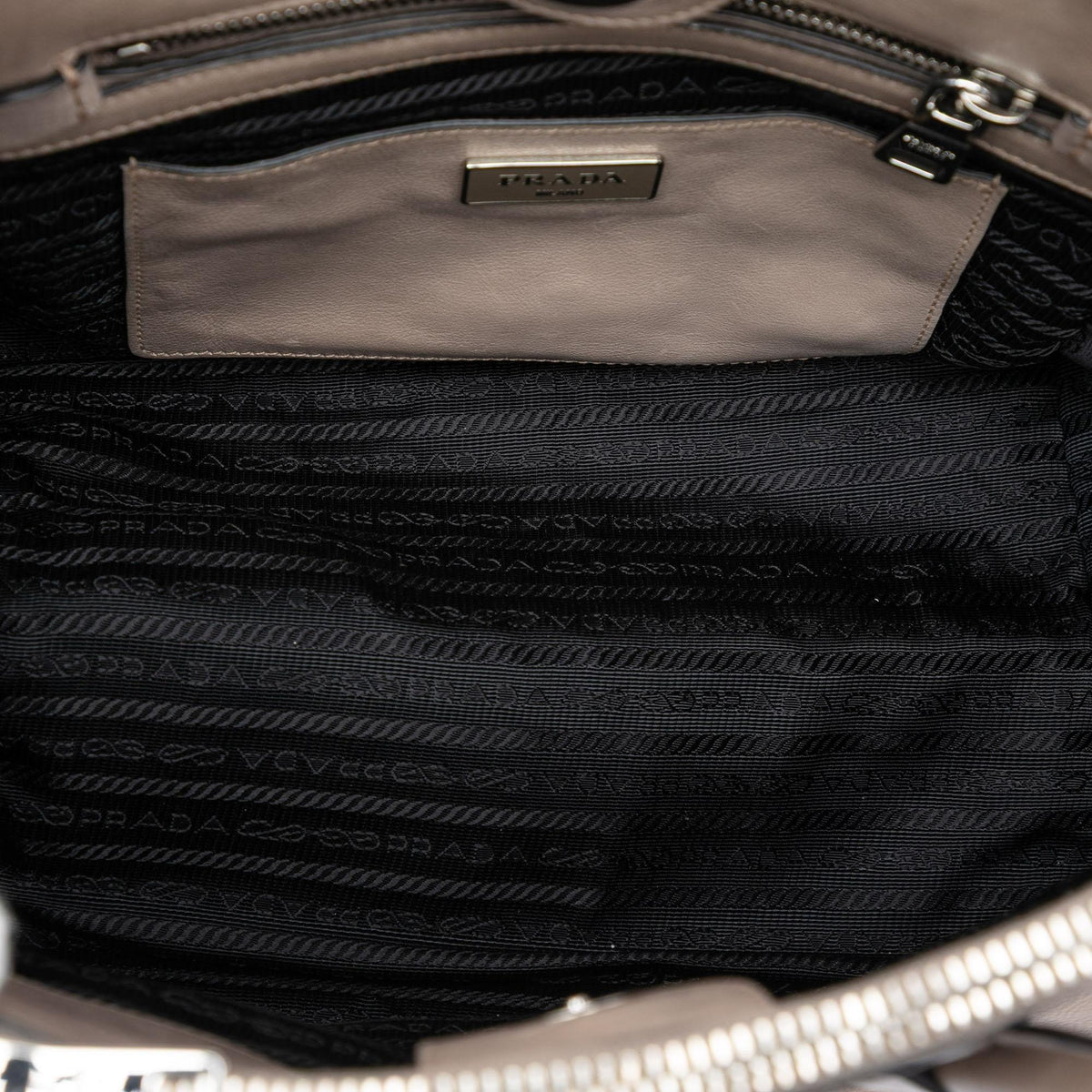 Prada Small Glace Calf Twin Pocket Satchel - Beige