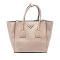Prada Small Glace Calf Twin Pocket Satchel - Beige