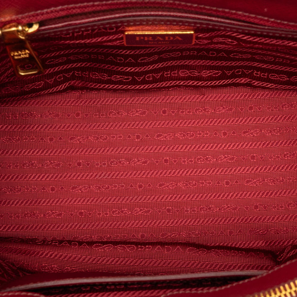 Prada Small Saffiano Lux Galleria Double Zip Satchel - Red