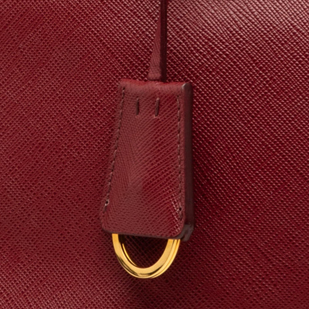 Prada Small Saffiano Lux Galleria Double Zip Satchel - Red