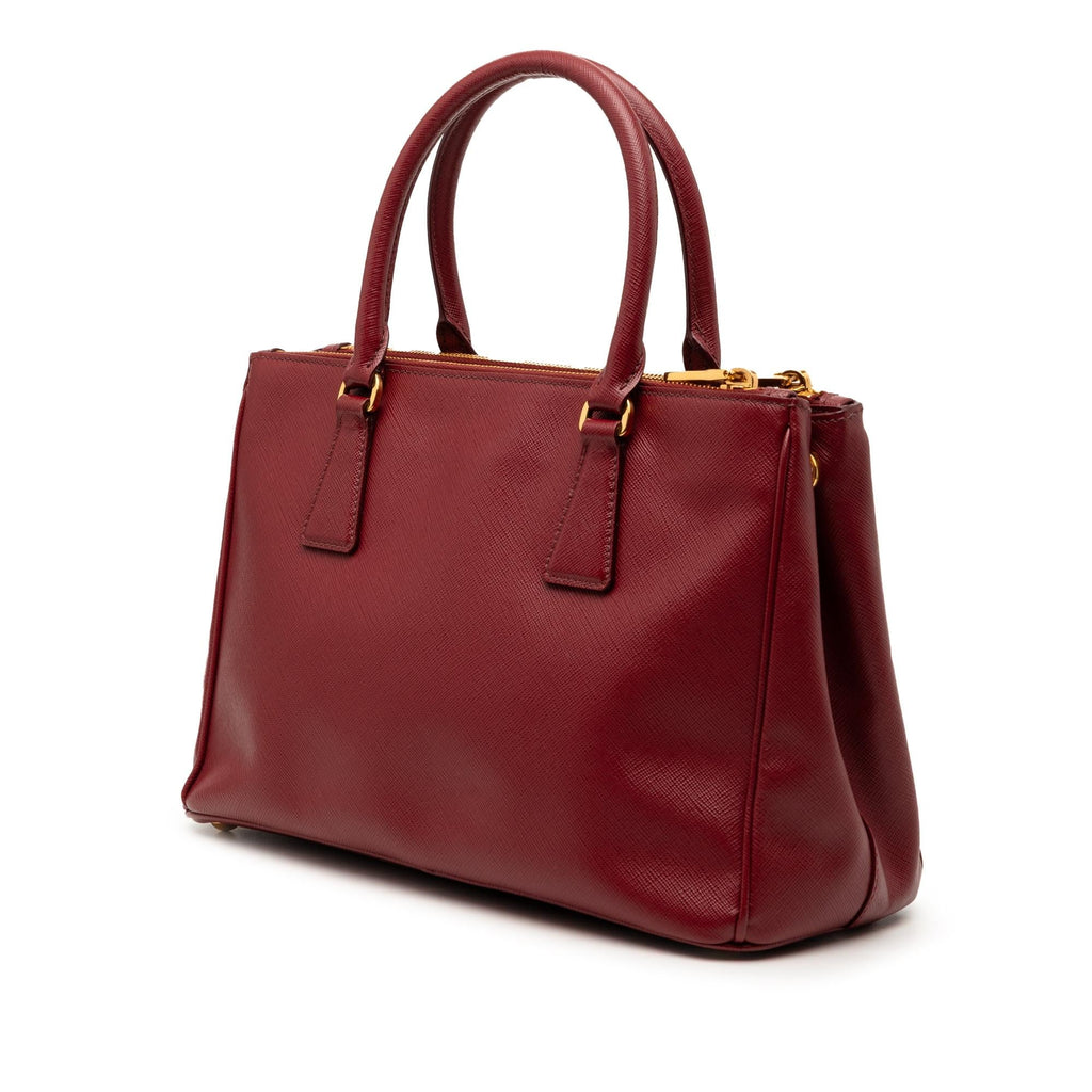 Prada Small Saffiano Lux Galleria Double Zip Satchel - Red