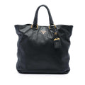 Prada Soft Calf Open Convertible Tote Bag - Black