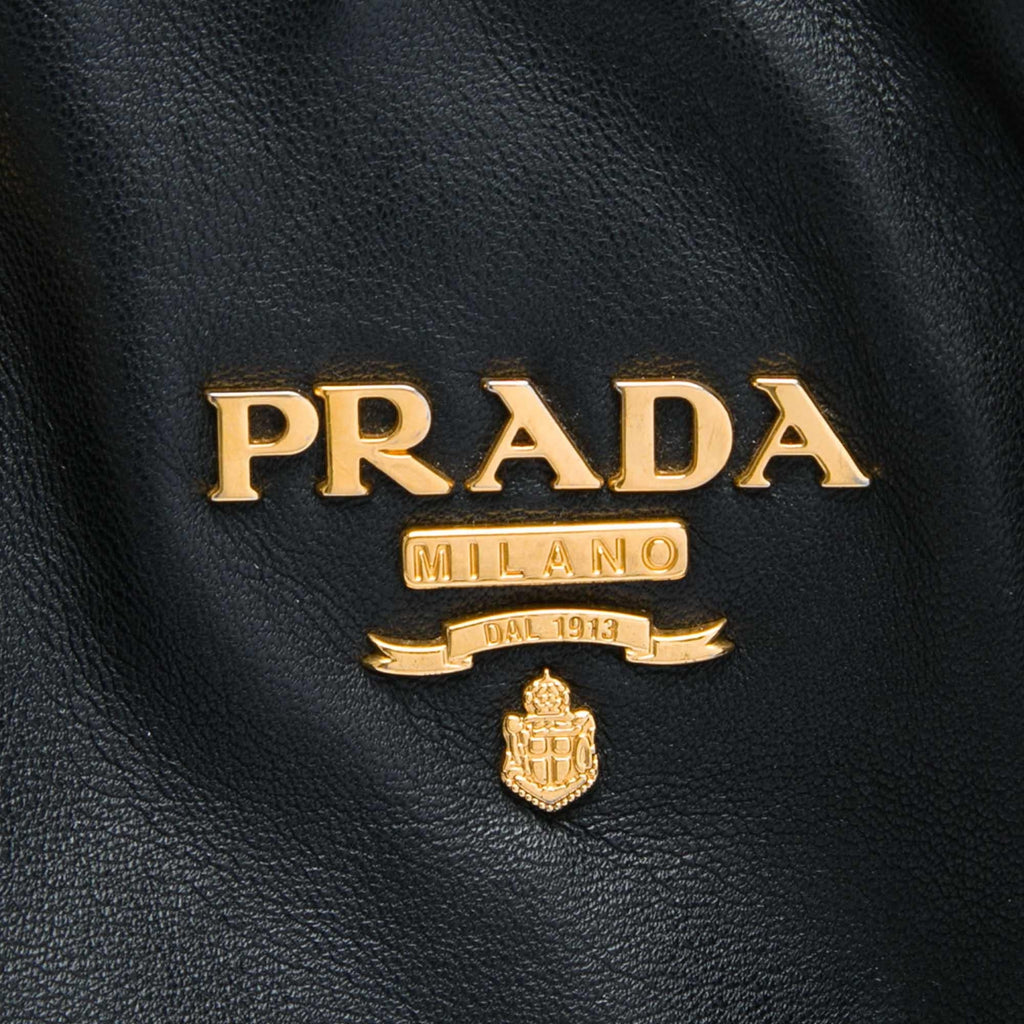 Prada Soft Calf Open Convertible Tote Bag - Black