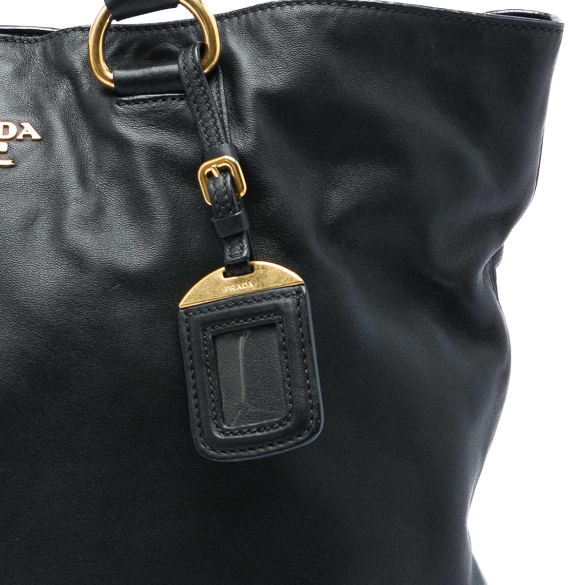Prada Soft Calf Open Convertible Tote Bag - Black