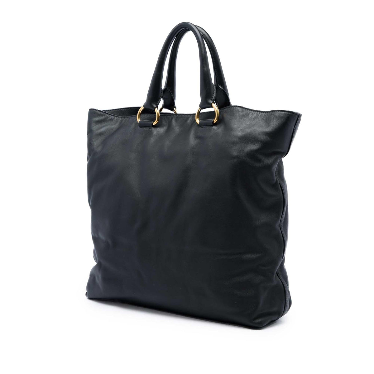 Prada Soft Calf Open Convertible Tote Bag - Black